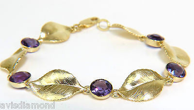 18KT 8.00CT NATURAL AMETHYST 3D LEAF HINGED BRACELET