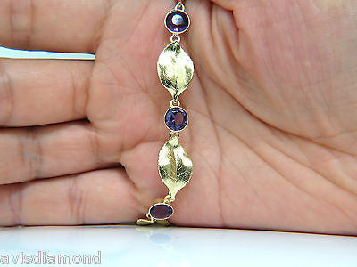 18KT 8.00CT NATURAL AMETHYST 3D LEAF HINGED BRACELET