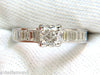 GIA 2.41CT F/VS CUSHION BRILLIANT DIAMOND BAGUETTE PLATINUM RING
