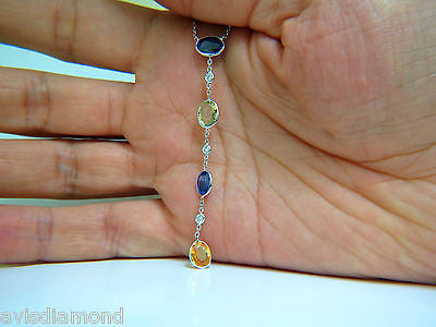 20.75CT NATURAL GEM COLOR SAPPHIRES DIAMOND BY YARD NECKLACE 14KT