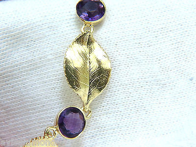 18KT 8.00CT NATURAL AMETHYST 3D LEAF HINGED BRACELET